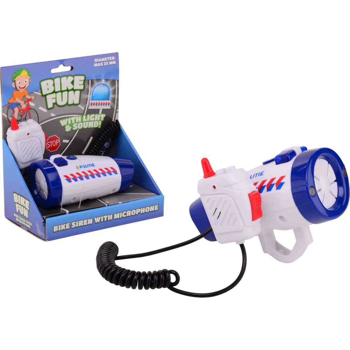 Bike Fun Politie sirene met fietslamp en microfoon