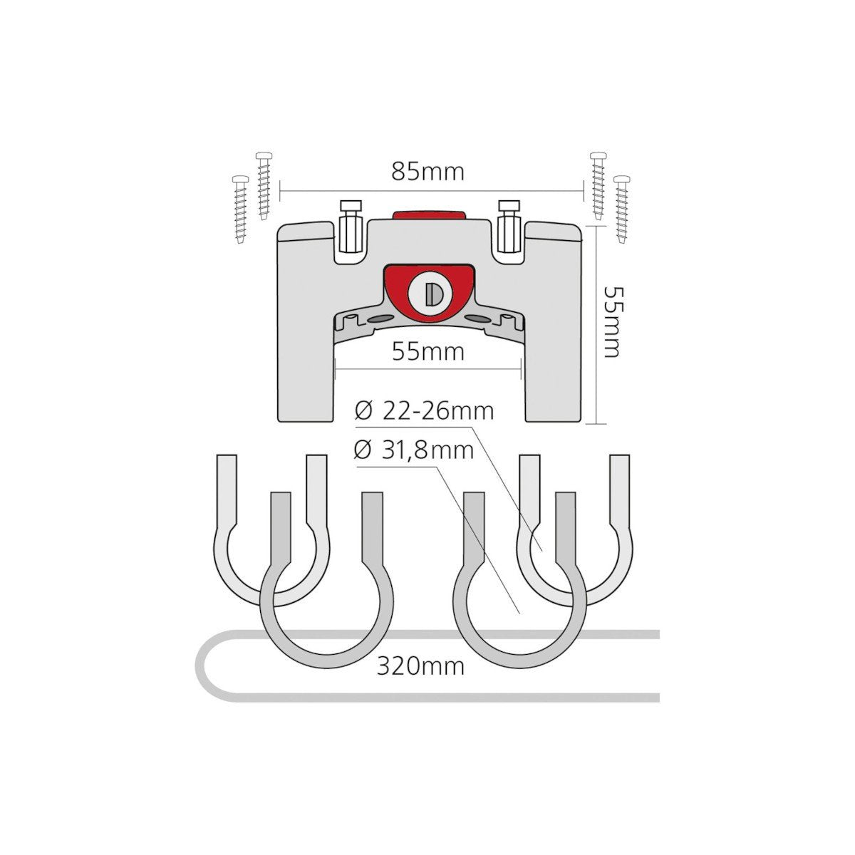 Klickfix STUUD ADAPTER M/SLOT 22-26+31.8MM ZW